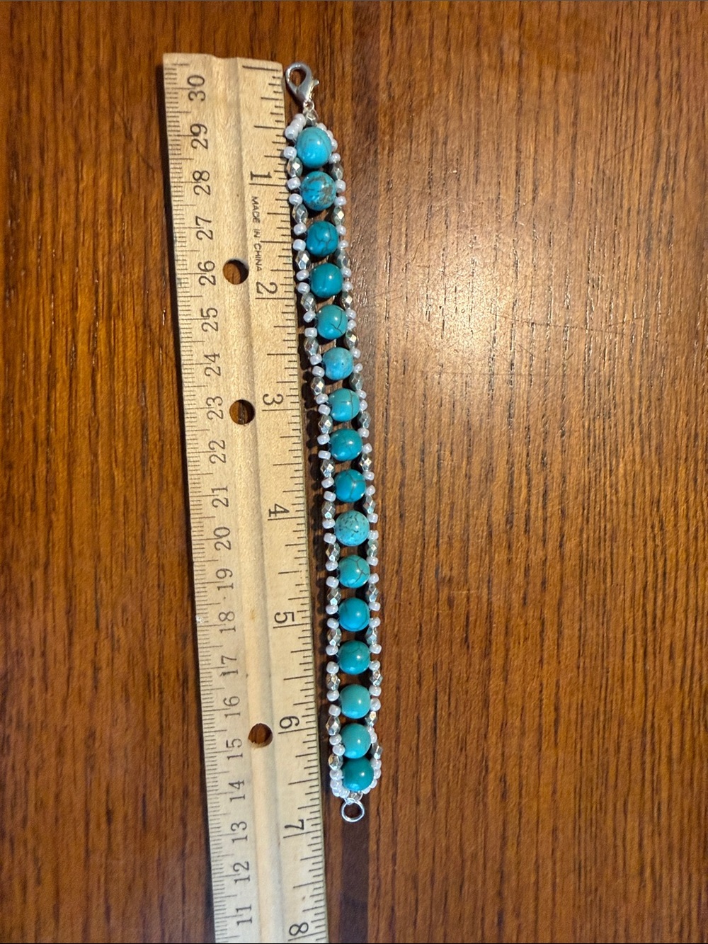 Turquoise Beaded sterling silver bracelet